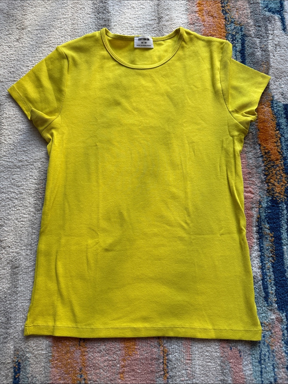 Cotton On Neon Yellow Ribbed Short Sleeve Top
